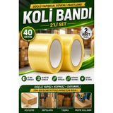 Koli Bandı (2'li Set) 45 mm x 40 mt Şeffaf Güçlü Yapışkanlı Kopmayan Bant - 2 Adet
