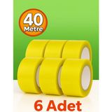 Koli Bandı (6'lı Set) 45 mm x 40 mt Şeffaf Güçlü Yapışkanlı Kopmayan Bant - 6 Adet