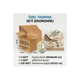 Koli Ekonomik Taşınma Seti - 5 Adet Büyük Boy (40x60x40) + Bandı + 100 Adet Paketleme Kağıdı