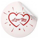 Koliciabla Love You Sticker Etiket (4X4CM) - 54 Adet Hediye & Çiçek Için Romantik Dokunuş - Desenli - Yuvarlak
