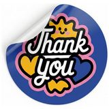 Koliciabla Mavi Thank You Sticker (4x4 Cm) - 48 Adet Global & Şık Paketleme - Desenli - Yuvarlak