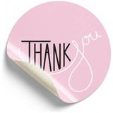 Koliciabla Pastel Pembe Thank You Sticker (4X4CM) - 48 Adet Zarafetin En Sade Hali - Desenli - Yuvarlak