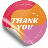 Koliciabla Thank You Sticker (4X4CM) - 48 Adet Küçük Işletme, Büyük Teşekkür! - Desenli - Yuvarlak