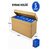 KOLİX 5 Adet Arşiv Kutusu Arşiv Kolisi Dosya Kutusu Klasör Kutusu Zımbalı Dosya Kutusu Karton Koli