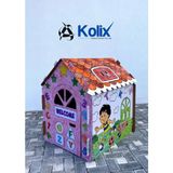 Kolix Büyük Boy XXL Karton Boyama Evi Eğitici ve Öğretici Oyun Çadırı Beyaz Renkli Güvenilir Malzeme