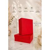 Kolix Kırmızı Düz Hediye Kutusu 2'Li Sert Hediyelik Kutu Hediye Paketi 19X19x8 Cm