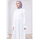 Kolları Lastikli Eva Tesettür Elbise Beyaz HM2758 - 44