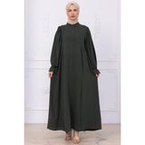 Kolları Lastikli Eva Tesettür Elbise Haki HM2758 - 40