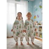 Kollu Uyku Tulumu, %100 Doğal Pamuk, Çift Kat Pazen Kumaş, Unisex, 1.0 Tog, 0-6 Ay, Yeşil - -- - Çok Renkli