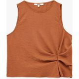 Kolsuz Bisiklet Yaka Drape Detaylı Bluz - Kahve - 38