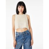 Kolsuz Bisiklet Yaka Püsküllü Crop Bluz