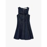 Kolsuz Bisiklet Yaka Volanlı Mini Denim Elbise