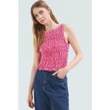 Kolsuz Ekose Bluz Fitted Kalıp Nefes Alan Dokuma Kumaş Yüksek Kalite Şık Görünüm_Pembe-36