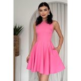 Kolsuz Fırfırlı Etekli Gizli Cepli Mini Balo & Mezuniyet Abiye Elbise 165 - Pudra Pembe - 38