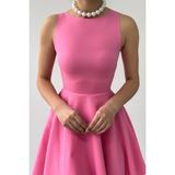 Kolsuz Fırfırlı Etekli Gizli Cepli Mini Balo & Mezuniyet Abiye Elbise 165 - Pudra Pembe - 40