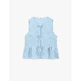 Kolsuz Fiyonklu Önden Bağlamalı Çizgili Peplum Bluz