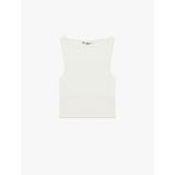 Kolsuz Kayık Yaka Slim Fit Crop Bluz