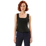 Kolsuz Örme Bluz Havuz Yaka Fitted Kalıp Peplum Detay Özel Tasarım Özenle Seçilmiş_Siyah-M