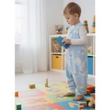 Kolsuz Uyku Tulumu, %100 Doğal Pamuk, Çift Kat Pazen, Unisex, 1.0 Tog, 0-6 Ay, Mavi - -- - Çok Renkli
