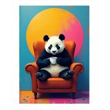 Koltuğunda Oturan Panda Dekoratif ahşap Tablo
