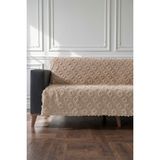 Koltuk Örtüsü 175X215 cm Çekyat Örtüsü Premium Şönil Jakar Kumaş Kaydırmaz, Yıkanabilir** - 175 x 215 cm - Camel