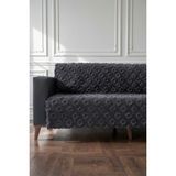 Koltuk Örtüsü 175X215 cm Çekyat Örtüsü Premium Şönil Jakar Kumaş Kaydırmaz, Yıkanabilir** - 175 x 215 cm - Siyah