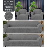 Koltuk Örtüsü 3+3+1+1 Takımı Lastikli Esnek Yıkanabilir Çekyat Kanepe Kılıfı - 180 x 230 cm - Koyu Gri