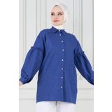 Kolu Fırfır Detaylı Tunik-Lacivert