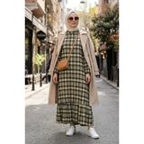 Kolu Lastikli Kareli Oduncu Elbise 2248-04 Sarı - Sarı - Sarı - 42 - 44