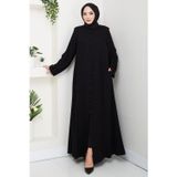 Kolu Pensli Düğmeli Ferace Siyah HM2861