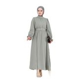 Kolu Volanlı Kemerli Henna Elbise-Mint Yeşili