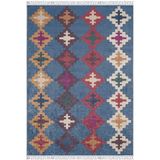 Koluszki Lacivert Madalyon Modern Geometrik Etnik Desenli Boho Makinada Yıkanabilir Hav Toz Vermez Leke Tutmaz Kaymaz Taban Dijital Makine Baskı Halı Oturma Odası Salon Yolluk Koridor Mutfak Halısı