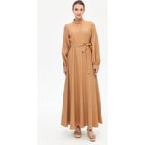 Kolye Detaylı Kloş Elbise Camel - 38