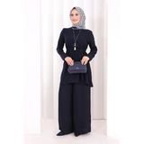 Kolyeli Tunik Pantolon Takım 8027 Lacivert