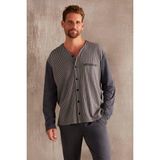 Kom Chester 6 Düğmeli Erkek Pijama Takımı - XL - Füme