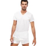 Kom Erkek Beyaz Penye Merserize Kısa Kol V-yaka T-shirt, XL