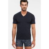 Kom Erkek Lacivert Penye Modal Kısa Kol V-yaka T-shirt, L Beden