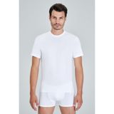 Kom Erkek Penye Likra Compact 0-Yaka James T-Shirt Atlet, Beyaz, L