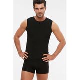 Kom Erkek Penye Likra Compact O Yaka Kolsuz Atlet, Siyah, M, 2'li Set