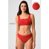 Kom Kelly Dokulu Kumaşlı Büstiyer Bikini - 40 - Kırmızı