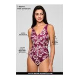Kom Lapas Desenli Kruvaze Toparlayıcı Bikini