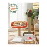 Komano Pontika Çok Katlı Kedi Tırmalama Tahtası 52 cm | Yataklı Kedi Evi | Dayanıklı Tırmalama Direği Kaktüs