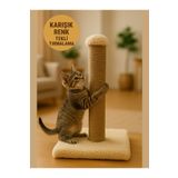 Komano Pontika Yumuşacık Peluş Doku Tekli Kedi Tırmalama Tahtası %100 Doğal Jüt Halat 42 Cm Soft Renkler