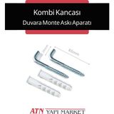 Kombi Kancası Duvara Monte Askı Aparatı 85MM (2'li Set) – Dubel Dahil