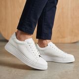 Komcero Bağcıklı Kalın Taban Sade Model Erkek Hakiki Deri Günlük Sneaker Ayakkabı K1372-2225 - Beyaz
