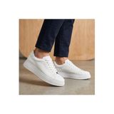 KOMCERO Bağcıklı Kalın Taban Sade Model Erkek Hakiki Deri Günlük Sneaker Ayakkabı K1372-2225,Beyaz 44