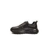 Komcero Siyah Hakiki Deri Bağcıklı Kalın Tabanlı Erkek Casual Sneaker Ayakkabı 5K3251-30219