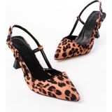 Kömen ST-002 Leopar Günlük 7 cm Topuklu Bayan Ayakkabı