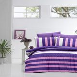 Komfort Home Çift Kişilik Ranforce Nevresim Takımı (Stripe Lila) - 200 x 220 cm