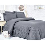Komfort Home Çizgili Pamuk Saten Yastık Kılıfı (2 Adet) (Antrasit) - 50 x 70 cm